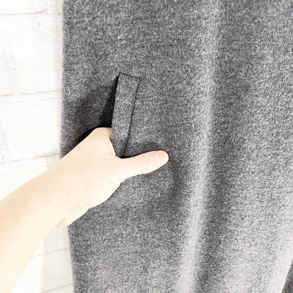 Lela Rose Charcoal Gray 100% Wool Ruffle Puffed Sleeve Shift Dress Size 6 - Picture 7 of 9